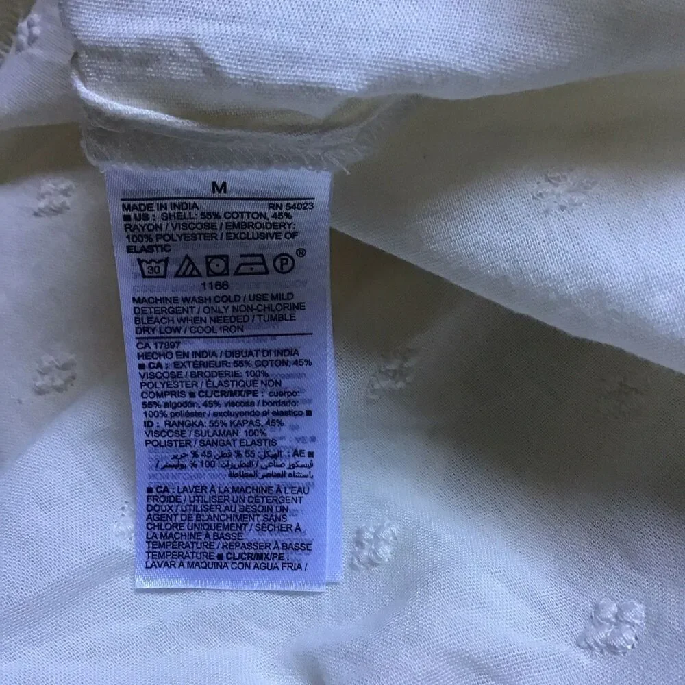 Old Navy Smocked Peplum Top Medium Cream Puff Sleeve Boho Blouse EUC Coquette